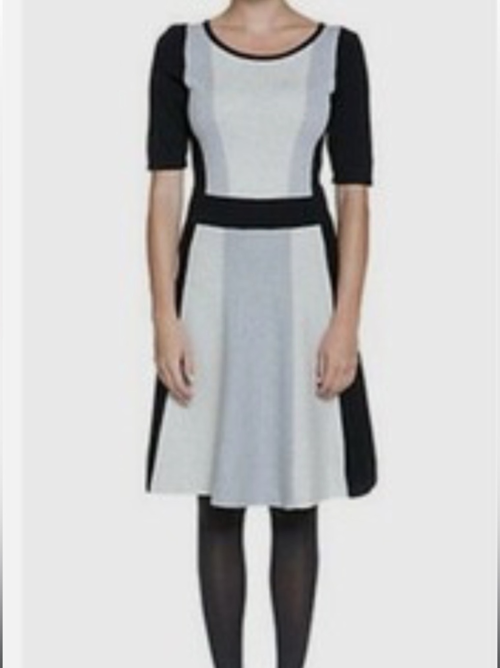 Boden Milano color-blocked knit sweater dress in navy, orange and gray